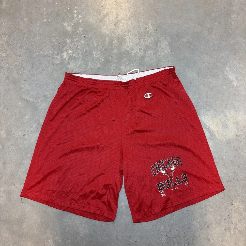 Vintage 80's Champion Chicago Bulls Mesh Gym Shorts Mens Large USA Made